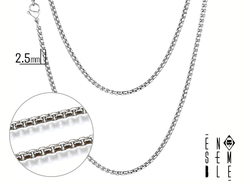 Collana uomo Ensemble maglia Box Chain argentata