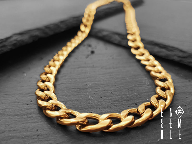Collana uomo Ensemble maglia Cubana dorata 8 mm