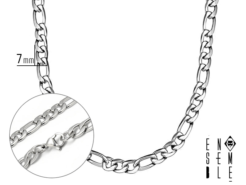 Collana Ensemble maglia Figaro in acciaio 7 mm
