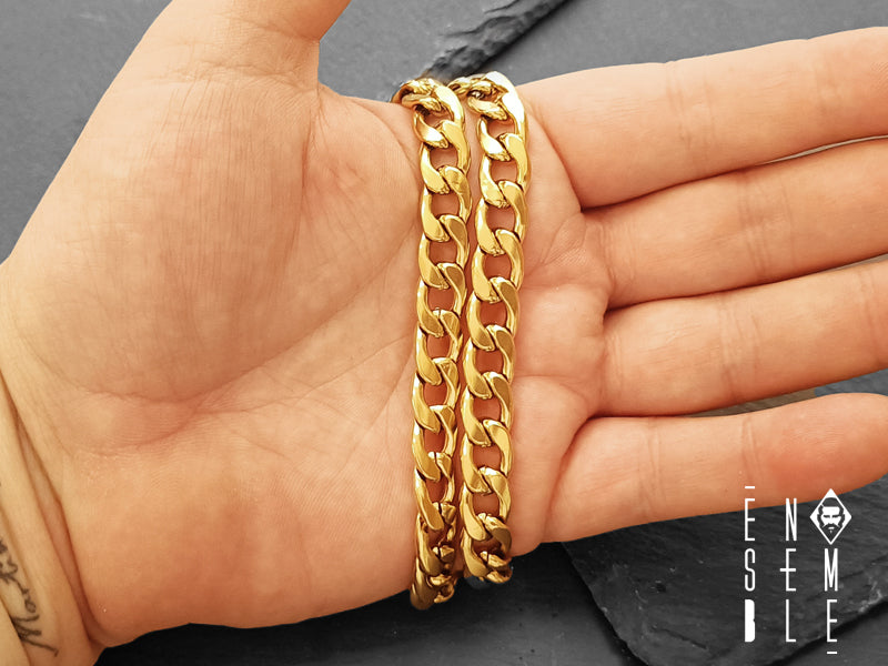 Collana Hip Hop 20 Pollici Collana Girocollo Cubana Uomo In Finitura Oro 14 Kt Lunghezza 20 Pollici Maglia - Foto 2