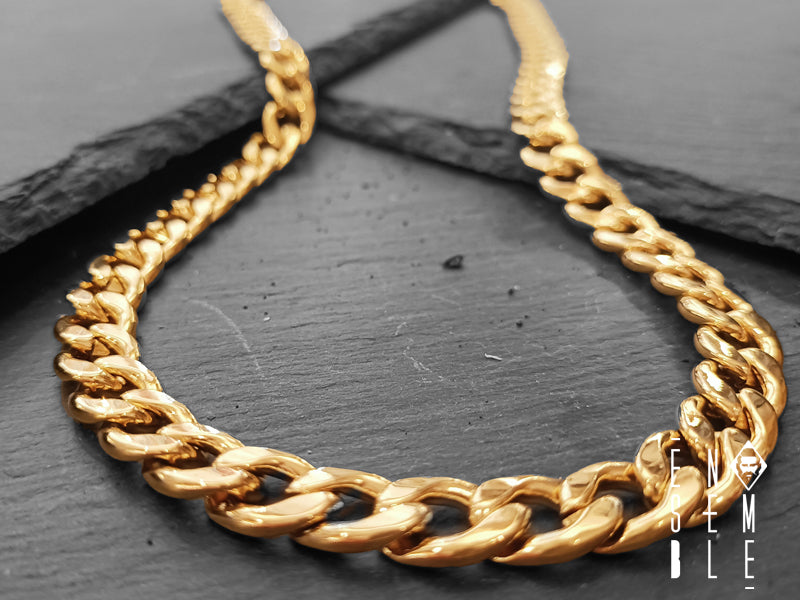 Collana Ensemble maglia Cubana dorata in acciaio versione da 10 mm