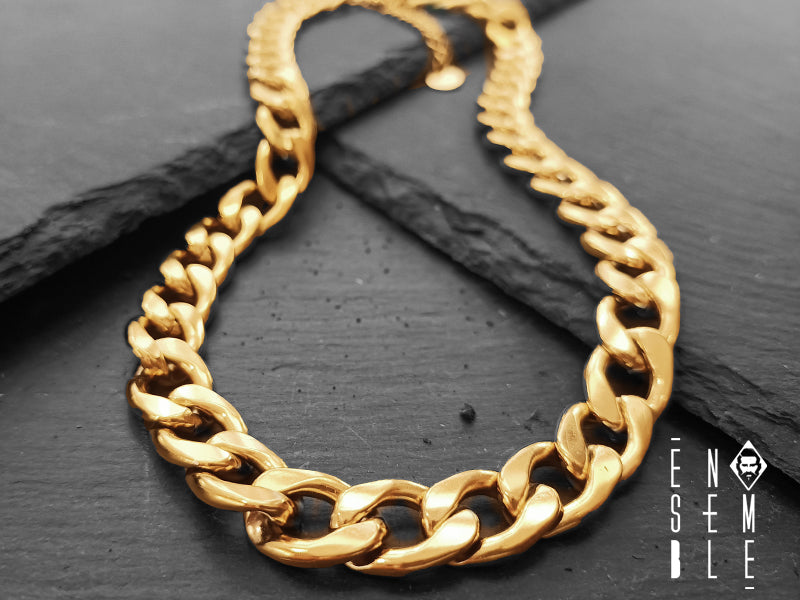 Collana girocollo da uomo Ensemble maglia Cubana dorata da 12mm