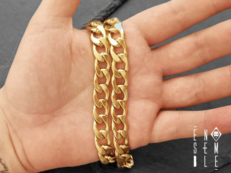 Collana uomo Ensemble maglia Cubana dorata 12 mm
