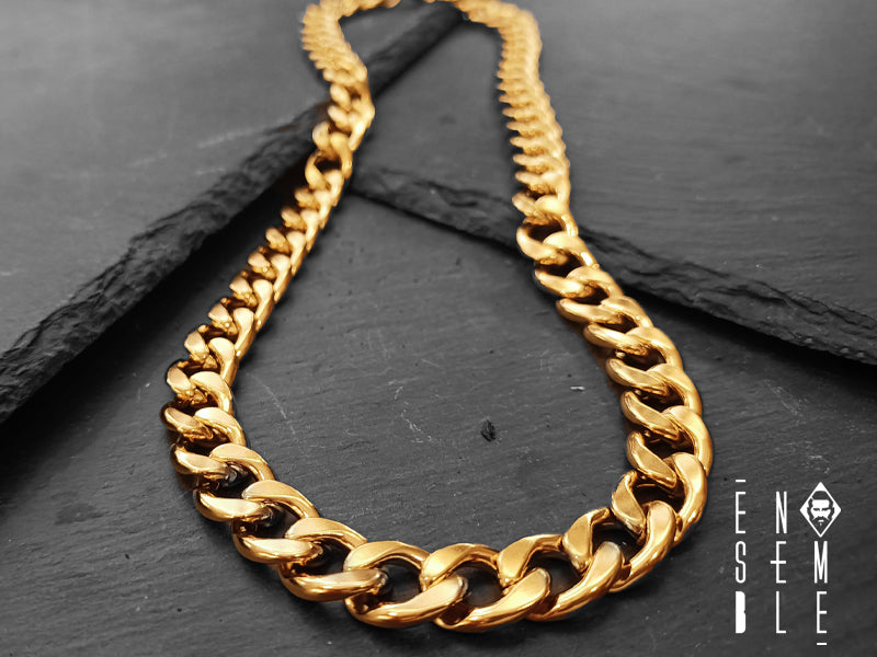 Collana uomo Ensemble maglia Cubana dorata 12 mm