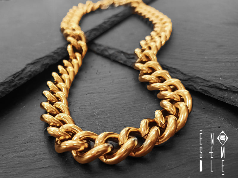 Collana uomo Ensemble maglia Cubana dorata 16 mm