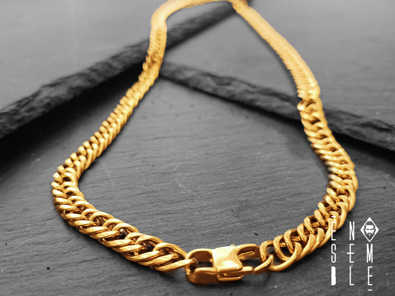 Collana uomo Ensemble maglia Cubana dorata 7 mm