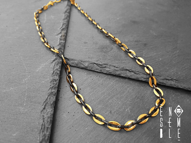 Collana uomo Ensemble maglia ovale bicolor 7 mm