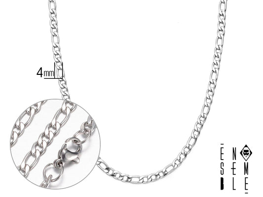 Men's Ensemble Figaro link necklace in 4 mm steel 
