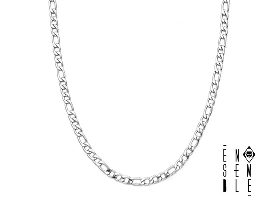 Men's Ensemble Figaro link necklace in 4 mm steel 