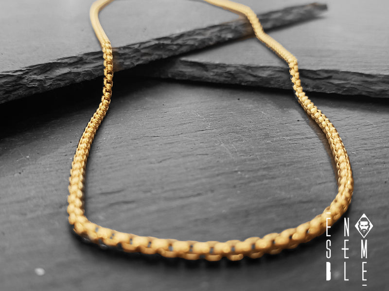 Collana uomo Ensemble maglia Box Chain dorata da 3 mm