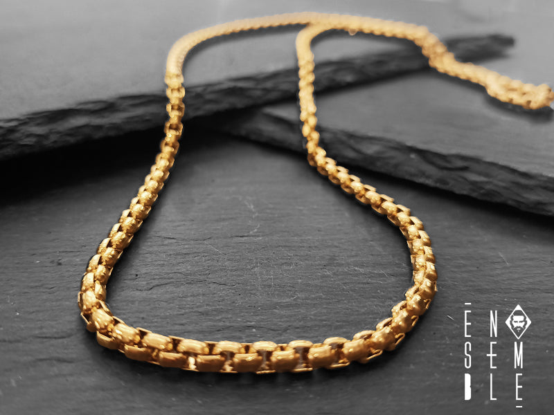 Collana uomo Ensemble maglia Box Chain dorata da 4 mm