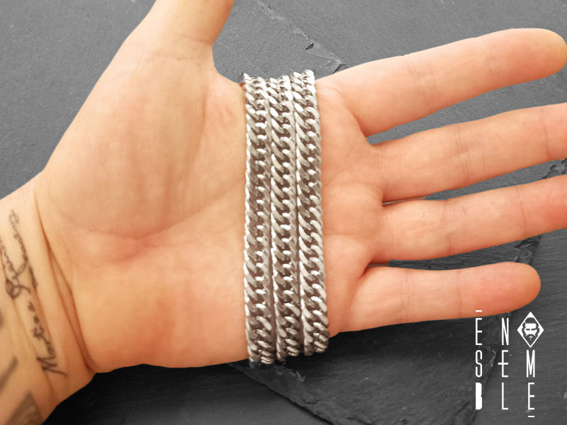 Men's Ensemble Grumetta mesh necklace in 8 mm steel 