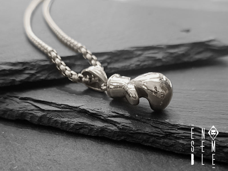 Boxing Glove Pendant Necklace in Steel 