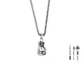 Necklace with boxing glove pendant, chain with carabiner closure in antiallergic stainless steel
