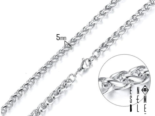 Preparati a un'ondata di complimenti! Questa collana Ensemble in maglia a grano da 5 mm è un vero gioiello. L'acciaio inossidabile 304 argentato dona un tocco di modernità e stile, mentre la maglia robusta e ben definita crea un effetto di grande impatto. È così comoda da indossare che ti dimenticherai persino di averla, ma tutti gli altri se ne accorgeranno! Aggiungila al tuo carrello e preparati a brillare.

Ricorda di aggiungere dettagli specifici 