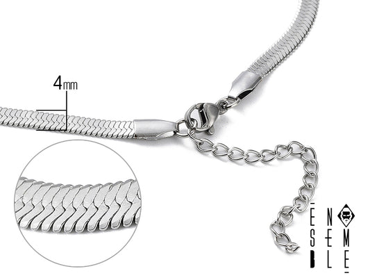 Collana Ensemble maglia snake flat da 4 mm in acciaio inossidabile 