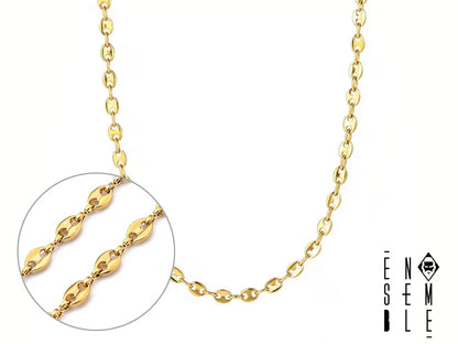 Collana Ensemble in acciaio dorato con maglia chicchi di caffè
