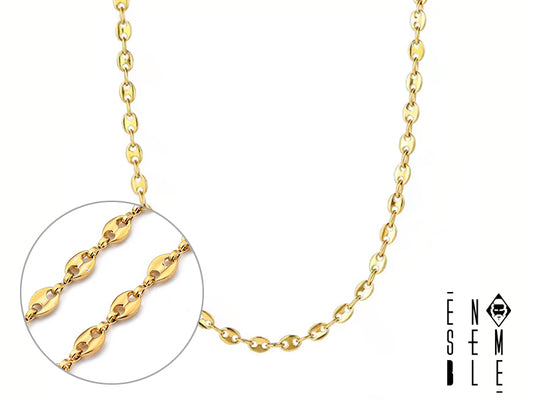 Collana Ensemble in acciaio dorato con maglia chicchi di caffè