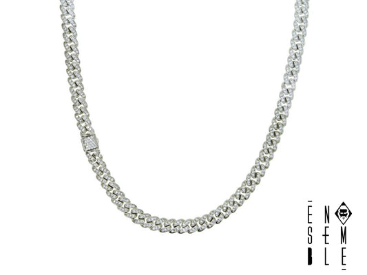 Collana uomo Ensemble maglia Cubana con zirconi 12 mm