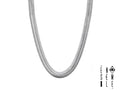 Collana Ensemble snake flat da 8 mm in acciaio argentato - 60 cm