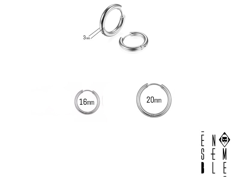 Single Silver Steel Hoop Earring - 3mm 