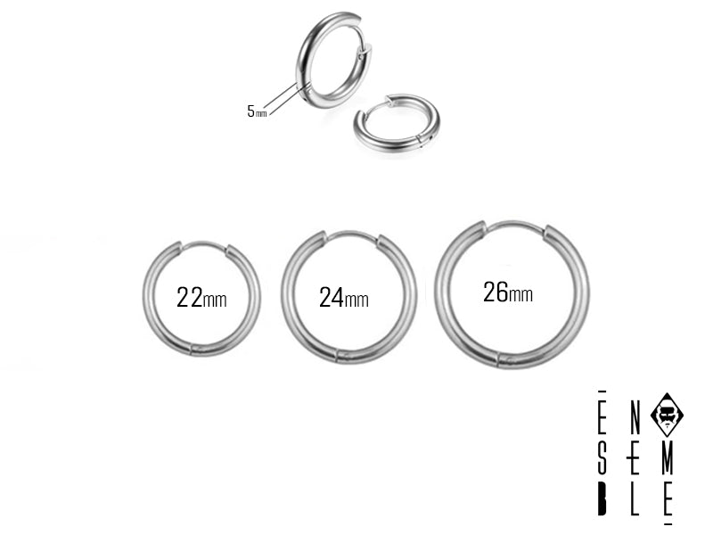 Single Silver Steel Hoop Earring - 5mm 