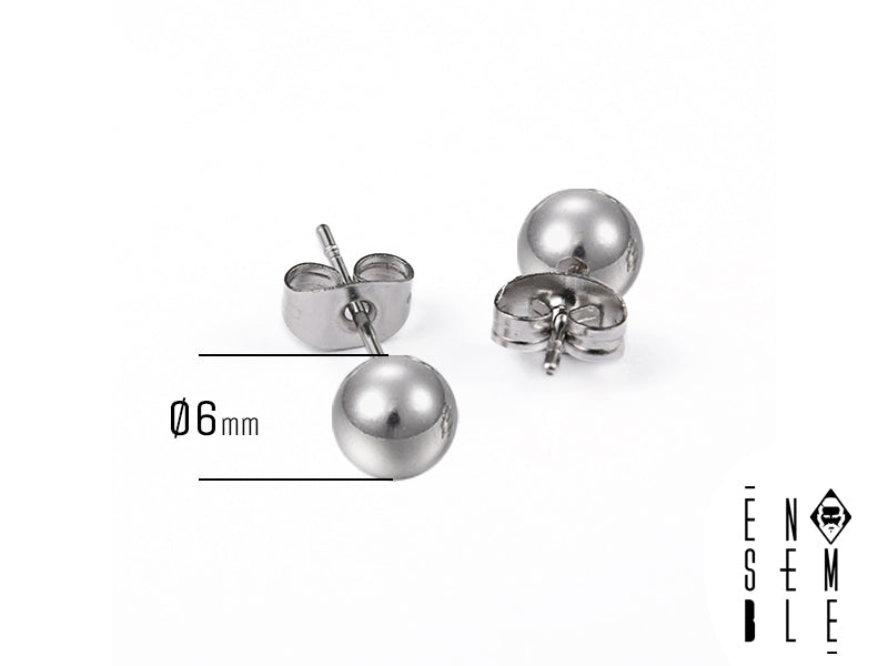 Mono orecchino a pallino in acciaio