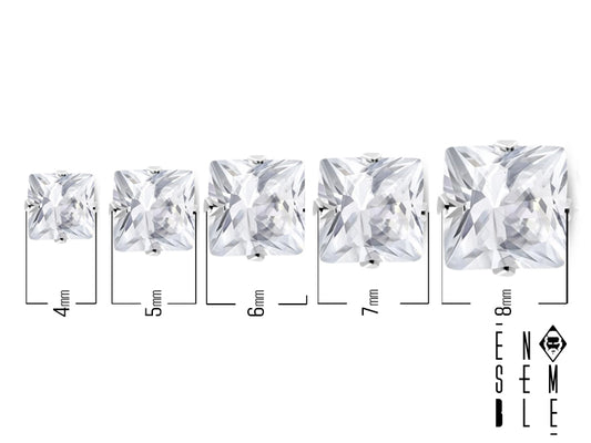Mono orecchino punto luce quadrato con zircone in acciaio
