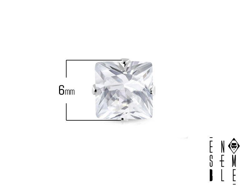 Single square light point earring with zirconia in steel 