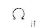 Il circular barbell è un tipo di piercing jewelry a forma di cerchio, con due sfere avvitate alle estremità. Questo modello è realizzato in acciaio inossidabile 304L, un materiale ipoallergenico e resistente alla corrosione, con finitura lucida. Il diametro interno è di 8 mm, mentre le perline finali hanno un diametro di 3 mm.