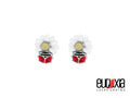 Steel flower and ladybug lucky earrings 