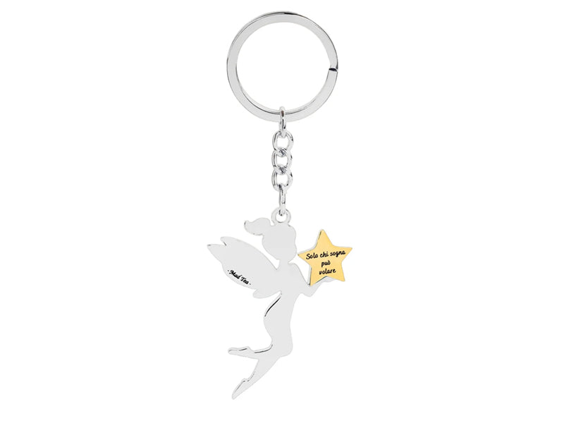 Questo portachiavi è un invito a credere nei desideri, anche quelli che sembrano impossibili. La stella dorata con la scritta “Solo chi sogna può volare” ricorda che basta un po’ di immaginazione per sentirsi più leggeri e guardare il mondo con occhi nuovi.