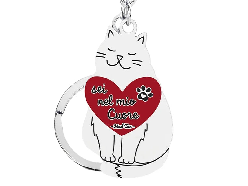 Portachiavi Gatto “Sei nel mio cuore” in acciaio Mad Tea