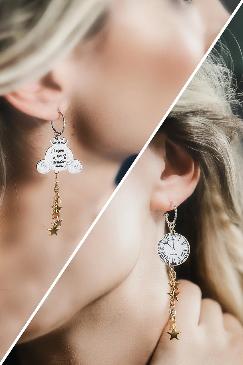 Entrambi gli orecchini offrono la possibilità di essere assemblati a piacere, sarà sufficiente sfilare i ciondoli dalle anelle! 