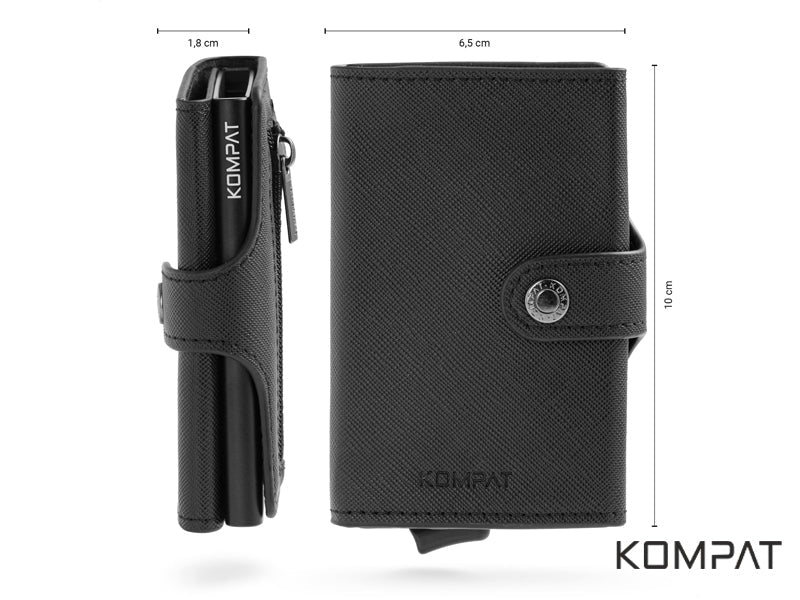 Dimensioni Portafoglio Portacarte Kompat SX nero Saffiano