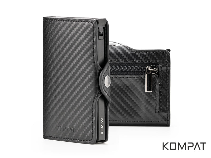 Portafoglio Kompat S CLIP anti RFID Carbon Nero con porta spiccioli