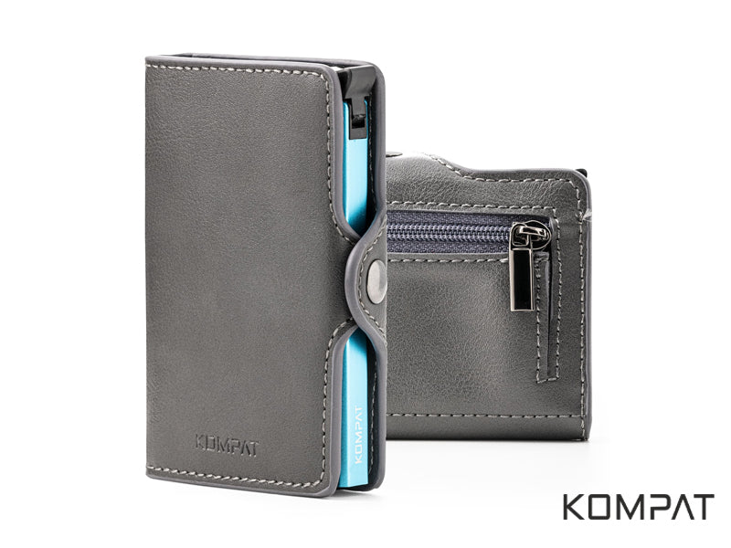 Portafoglio Kompat S CLIP anti RFID Grigio Manhattan con porta spiccioli