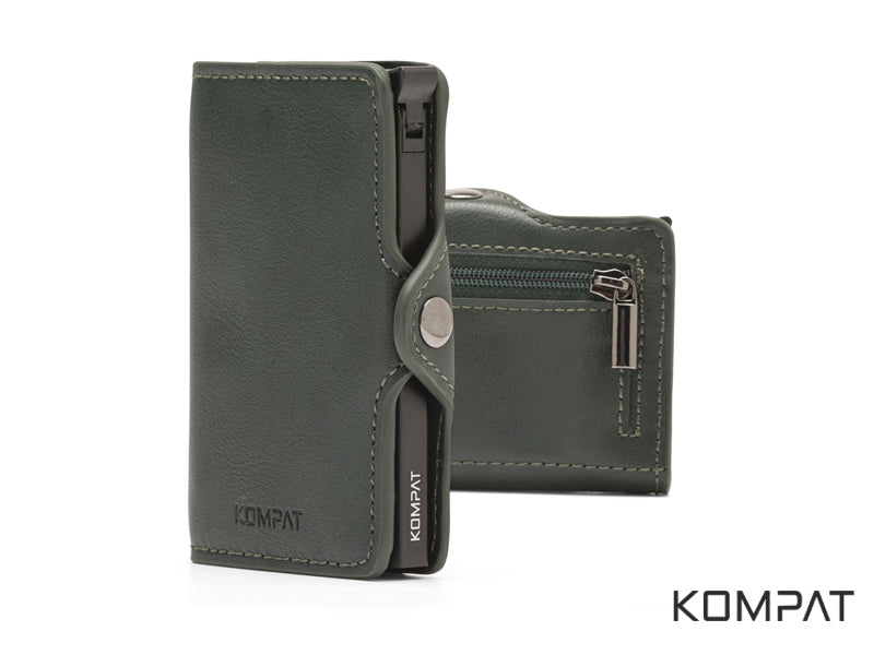 Portafoglio Kompat S CLIP anti RFID Verde Pino con porta spiccioli
