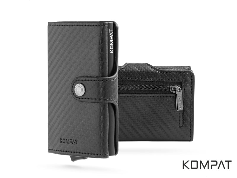 Portafoglio Kompat SX CLIP anti RFID con porta spiccioli Carbon Nero 