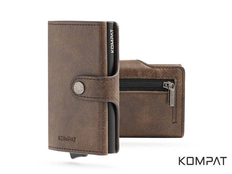 Portafoglio Kompat SX CLIP anti RFID Marrone Vintage con porta spiccioli