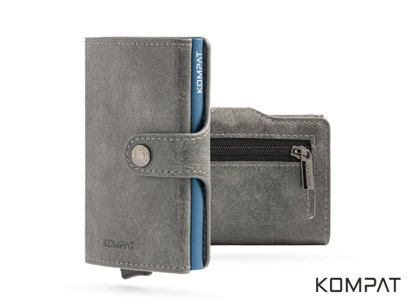 Portafoglio Kompat SX CLIP anti RFID Grigio Vintage con porta spiccioli nel retro