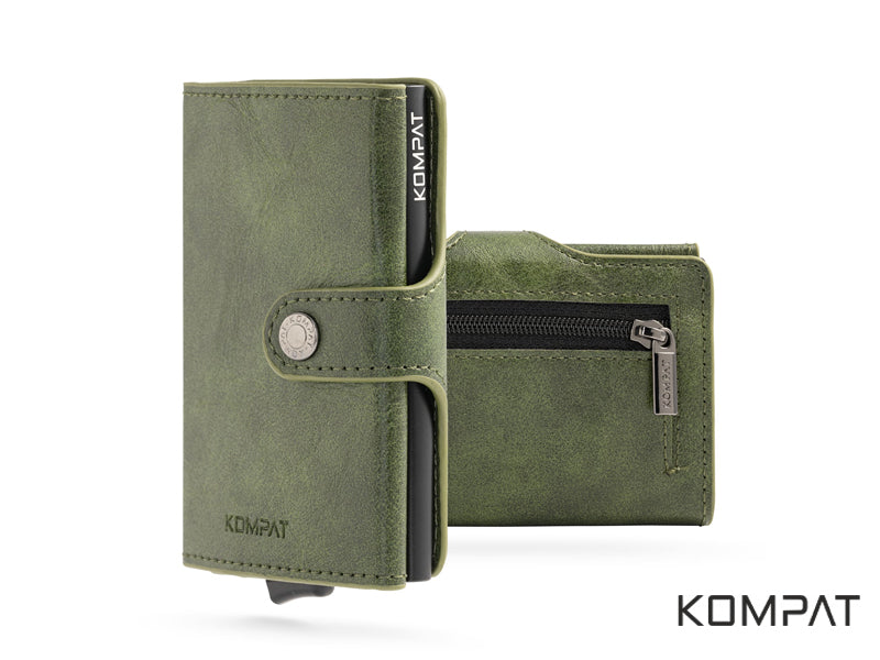 Portafoglio Kompat SX CLIP anti RFID Verde vintage CON PORTA SPICCIOLI