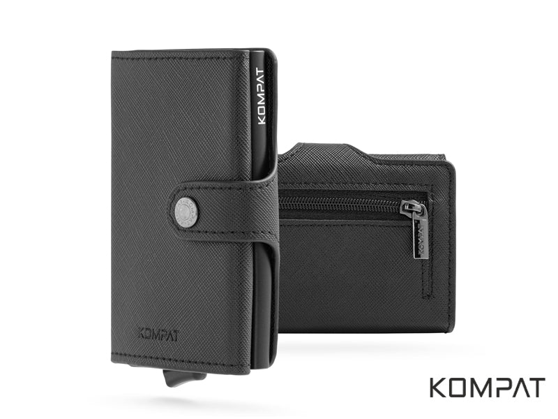 Portafoglio Kompat SX CLIP anti RFID Nero Saffiano con porta spiccioli