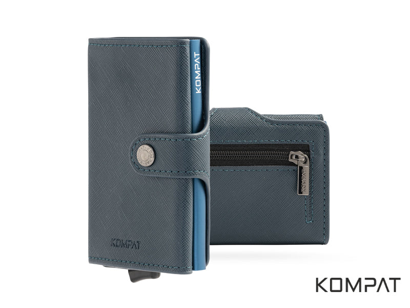 Portafoglio Kompat SX CLIP anti RFID Blu Saffiano CON PORTA SPICCIOLI