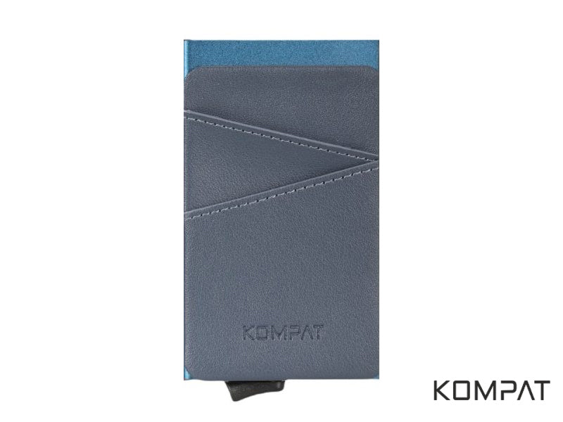 Portacarte Kompat F CLIP anti RFID Blue Jazz in vera pelle e alluminio