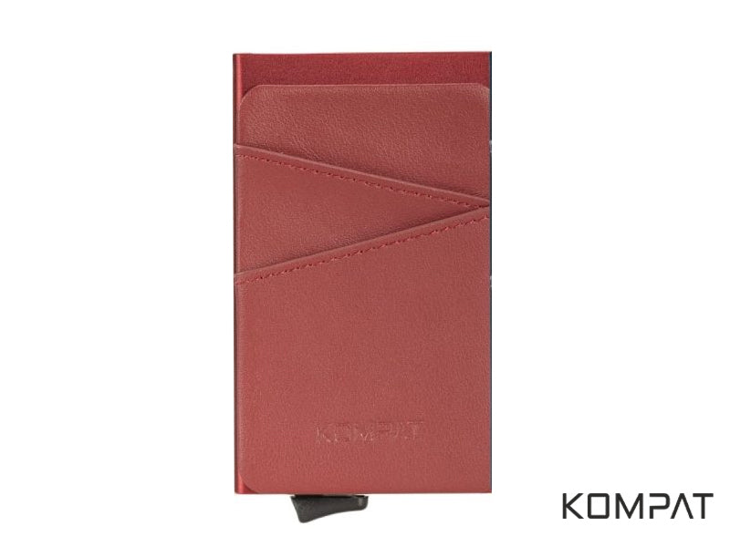 Portacarte Kompat F CLIP anti RFID Rosso Porpora in vera Pelle