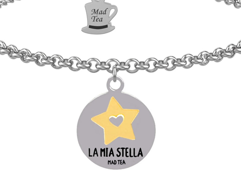 Bracciale monetina La mia stella fortunata in acciaio