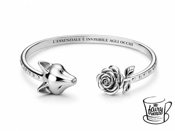 Bracciale L’essenziale è invisibile agli occhi bangle in acciaio argentato Mad Tea collezione My Fairy World
