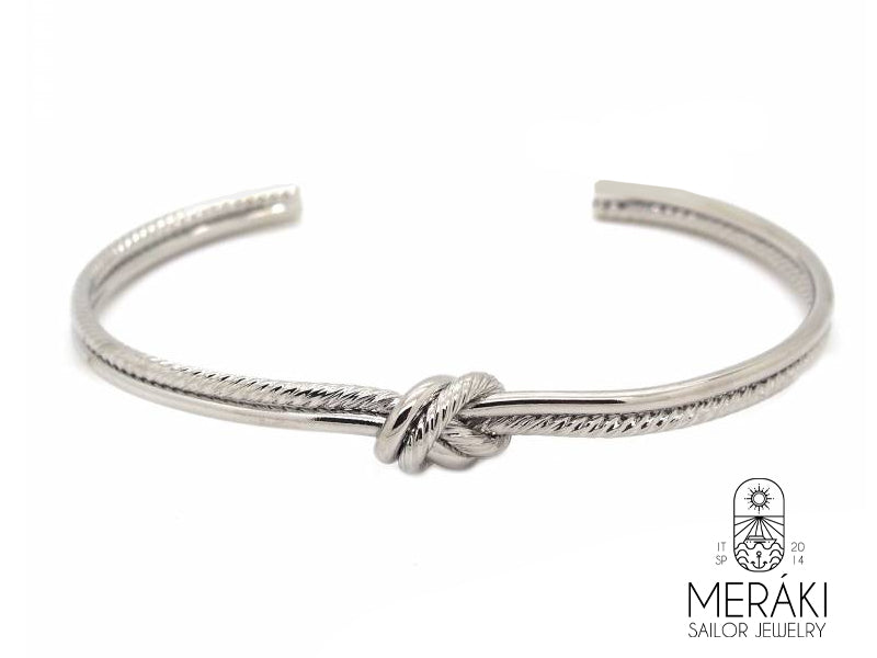 Bracciale Nodo piano marinaro rigido in acciaio