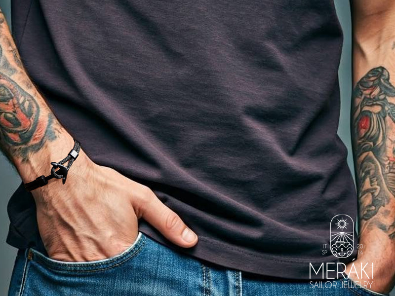 Bracciale "Ancora del viaggiatore" con cordino nautico